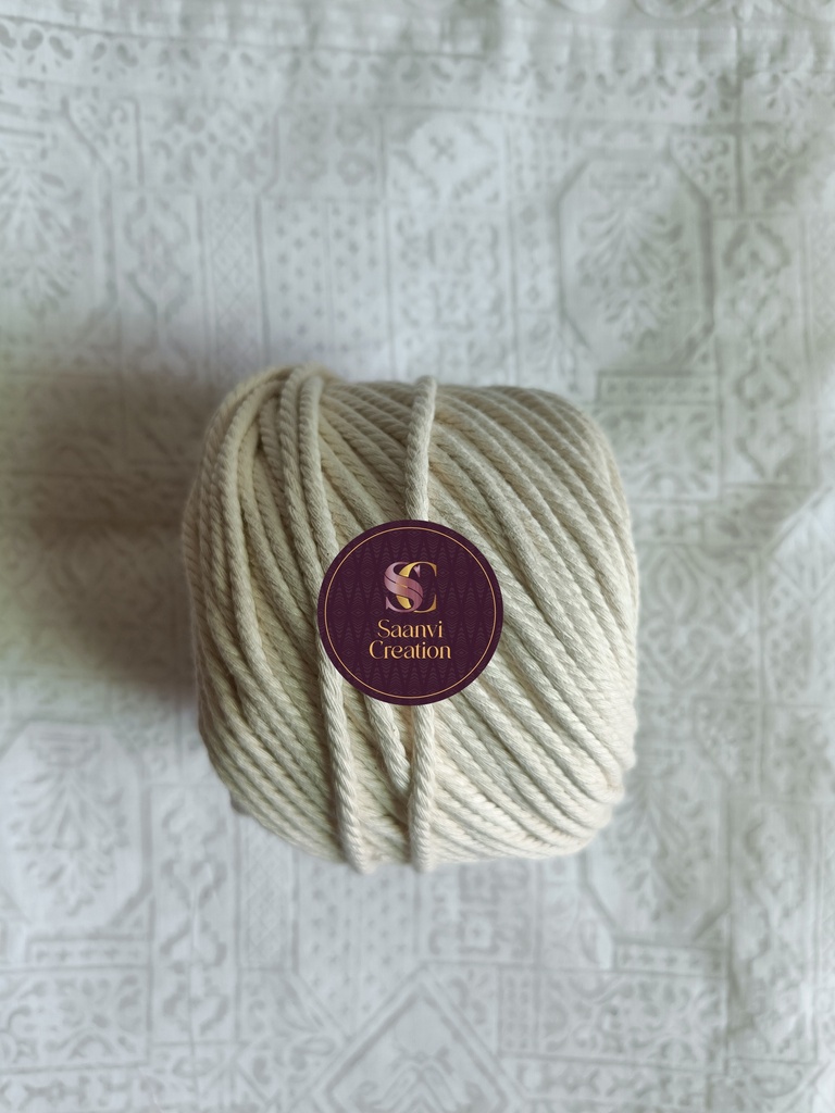  4MM Macrame Cord | 4 PLY Twisted Cotton Cord | 100% Natural Cotton Macrame Rope | for Macrame Handmade Plant Hanger | Macrame Wall Hanging | Macrame Craft Making | Macrame Cord | Macrame Thread | Natural White