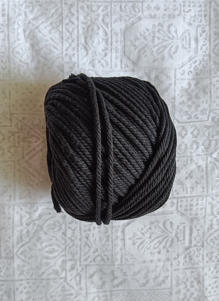  4MM Macrame Cord | 4 PLY Twisted Cotton Cord | 100% Natural Cotton Macrame Rope | for Macrame Handmade Plant Hanger | Macrame Wall Hanging | Macrame Craft Making | Macrame Cord | Macrame Thread | Black