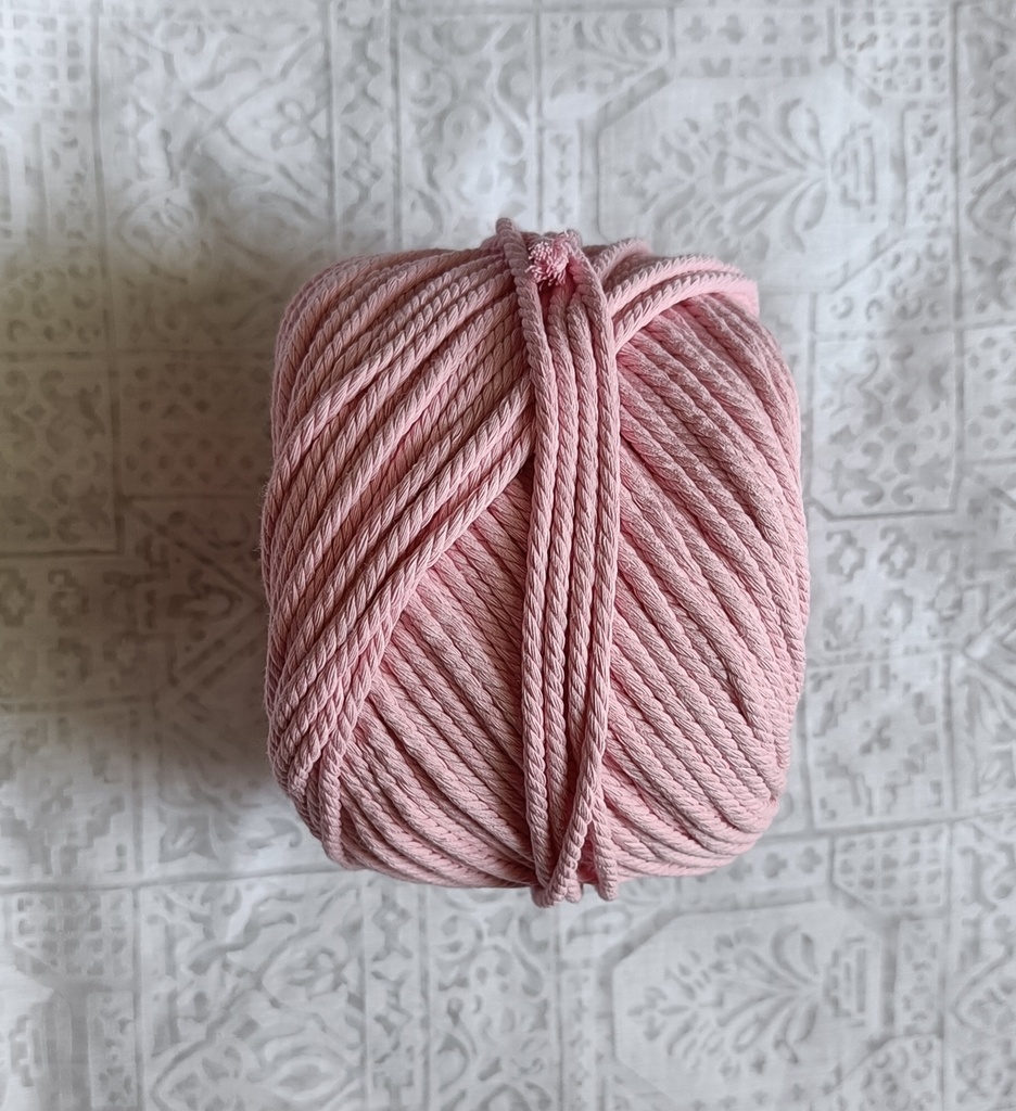  4MM Macrame Cord | 4 PLY Twisted Cotton Cord | 100% Natural Cotton Macrame Rope | for Macrame Handmade Plant Hanger | Macrame Wall Hanging | Macrame Craft Making | Macrame Cord | Macrame Thread | Baby Pink