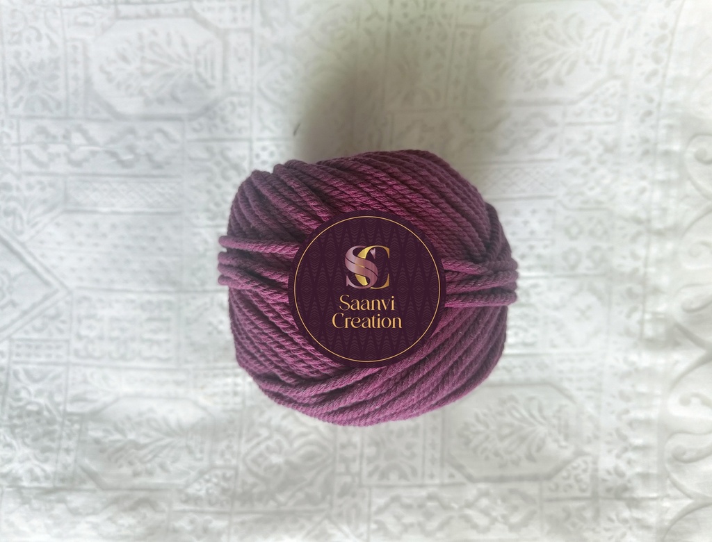  4MM Macrame Cord | 4 PLY Twisted Cotton Cord | 100% Natural Cotton Macrame Rope | for Macrame Handmade Plant Hanger | Macrame Wall Hanging | Macrame Craft Making | Macrame Cord | Macrame Thread | Royal Purple