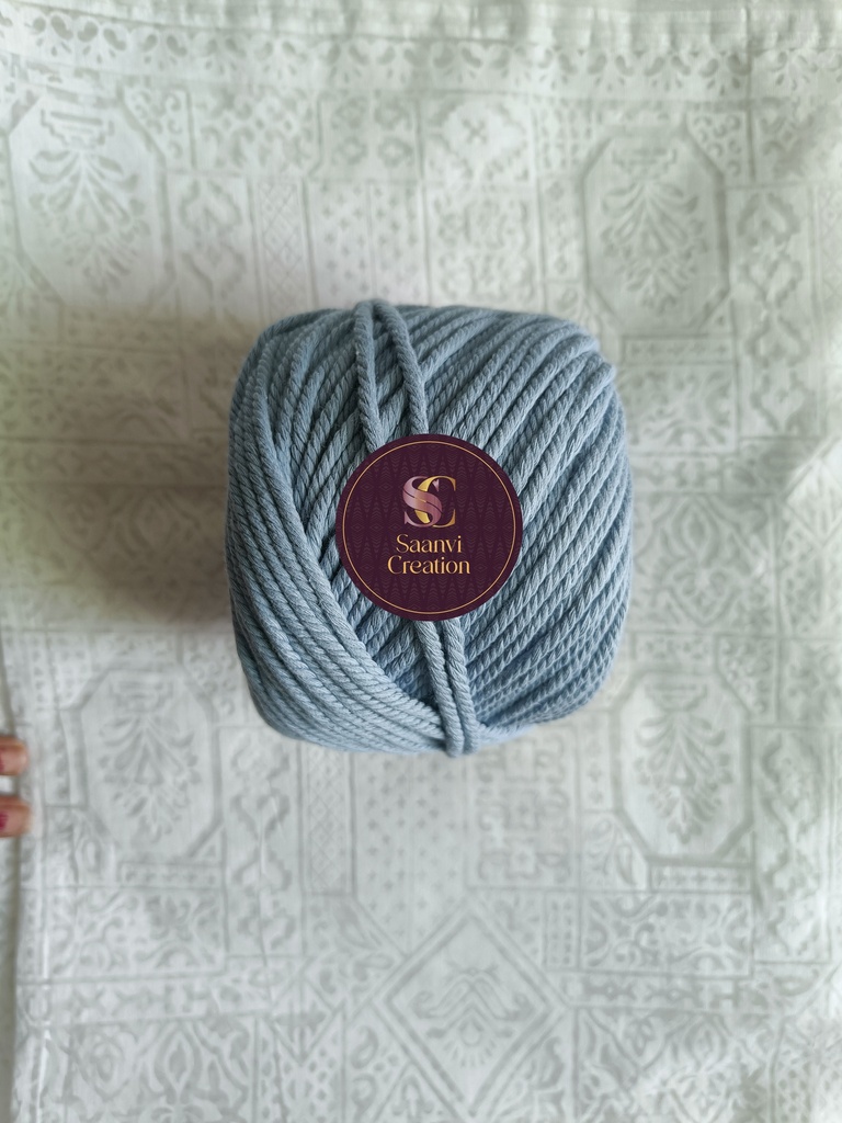  4MM Macrame Cord | 4 PLY Twisted Cotton Cord | 100% Natural Cotton Macrame Rope | for Macrame Handmade Plant Hanger | Macrame Wall Hanging | Macrame Craft Making | Macrame Cord | Macrame Thread | Powder Blue