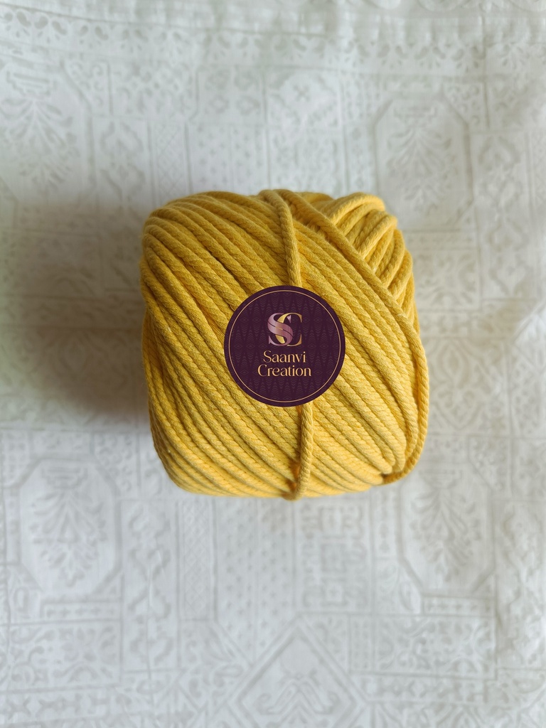  4MM Macrame Cord | 4 PLY Twisted Cotton Cord | 100% Natural Cotton Macrame Rope | for Macrame Handmade Plant Hanger | Macrame Wall Hanging | Macrame Craft Making | Macrame Cord | Macrame Thread | Sun Flower Yellow