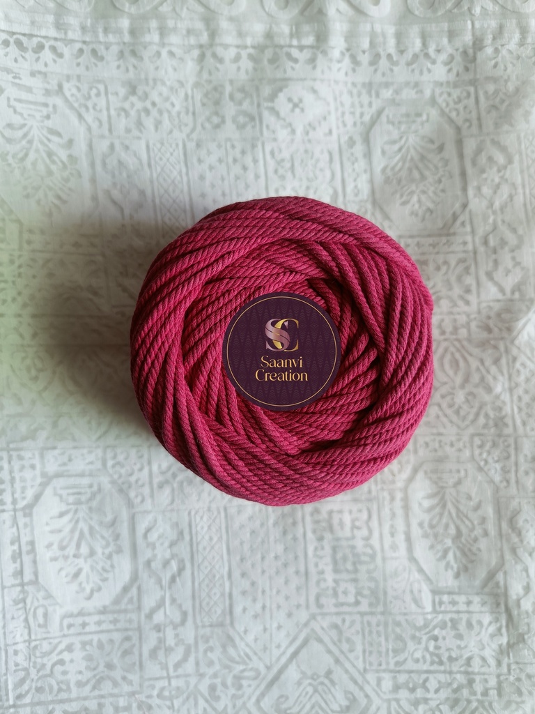 4MM Macrame Cord | 4 PLY Twisted Cotton Cord | 100% Natural Cotton Macrame Rope | for Macrame Handmade Plant Hanger | Macrame Wall Hanging | Macrame Craft Making | Macrame Cord | Macrame Thread | Rani Pink