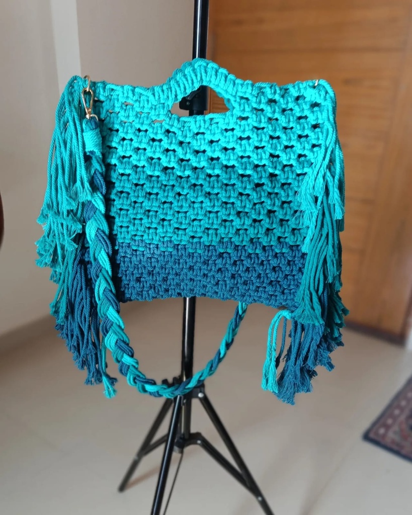 Saanvi Creations' Fringe Fantasy: Macrame Tote Bag | Macrame  Sling Bag | Macrame Baby Bag | Macrame Hand Bag | Sling Bag | Multi Color 