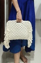 Saanvi Creations' Fringe Fantasy: Macrame Tote Bag | Macrame  Sling Bag | Macrame Baby Bag | Macrame Hand Bag | Sling Bag | White