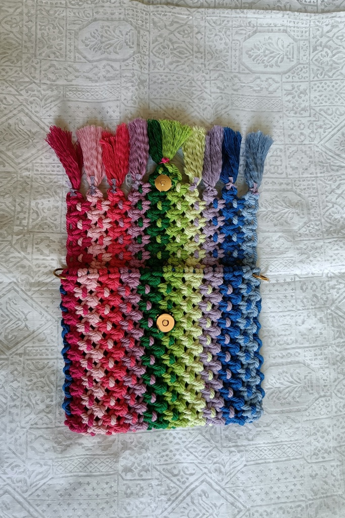  Saanvi Creations' Rainbow Macrame Bag: Macrame Sling Bag | Macrame Sling Bag | Macrame Bag | Macrame Hand Bag | Sling Bag | Multi Color