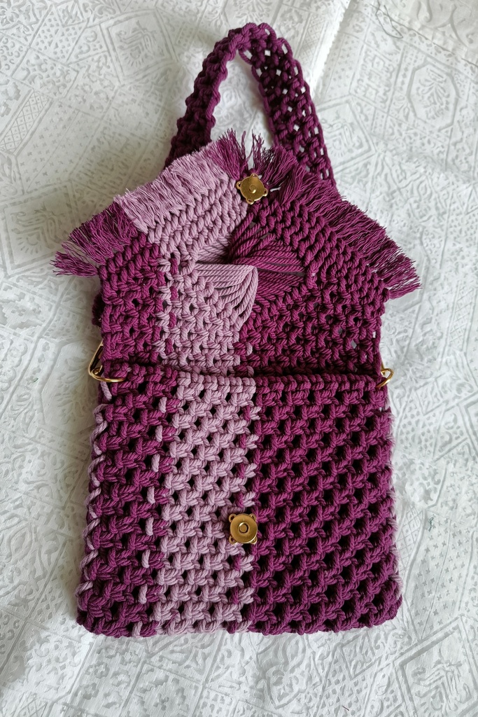  Saanvi Creations' Royal Purple Macrame Bag: Multicolored Macrame Sling Bag | Macrame Sling Bag | Macrame Bag | Macrame Hand Bag | Sling Bag | Royal Purple
