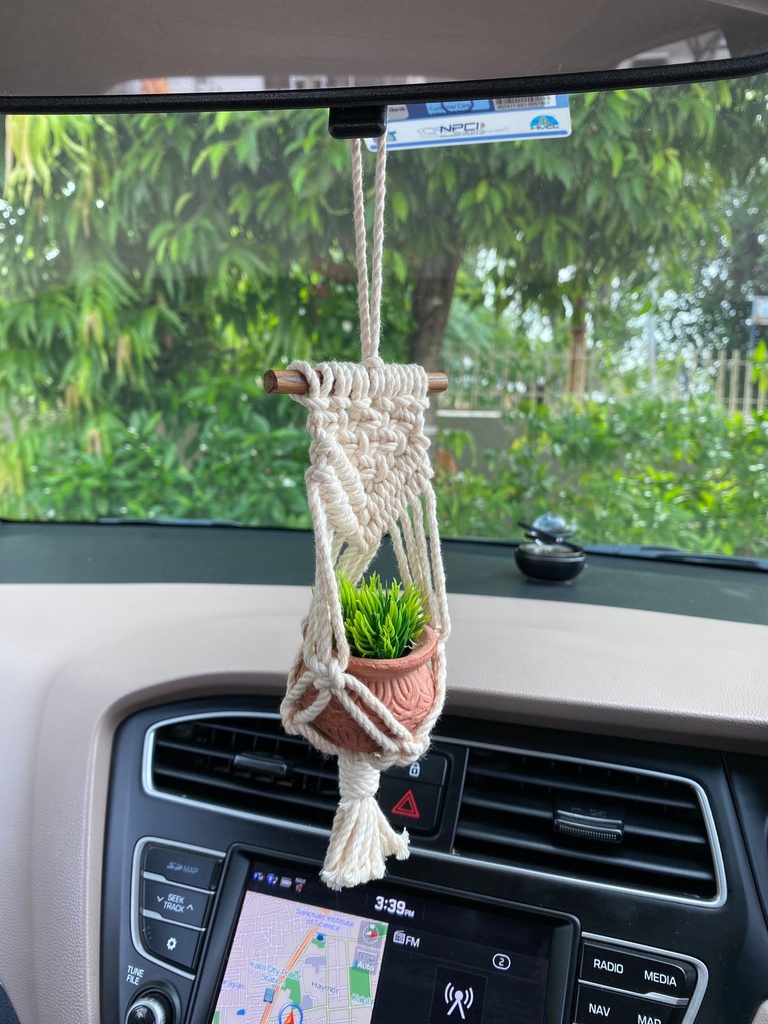 Saanvi Creations' Boho Charms: Personalized Magic for Your Car | Macrame Car Charm | Car Charm | Kalash Car Charm
