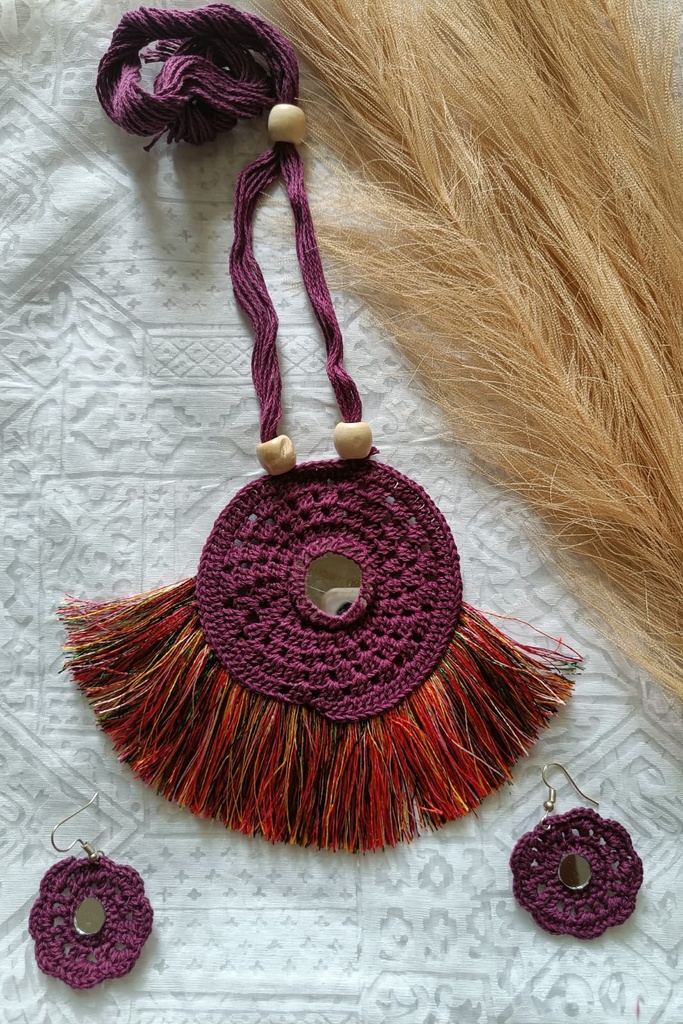 Saanvi Creation: Color Symphony - Round Crochet Jewellery Set for Endless Style Combinations! | Crochet Necklace | 