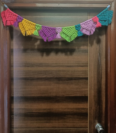 Saanvi Creations' Woven Welcome: Handcrafted Macrame Toran | Macrame Toran for Door | Toran | Multi Color