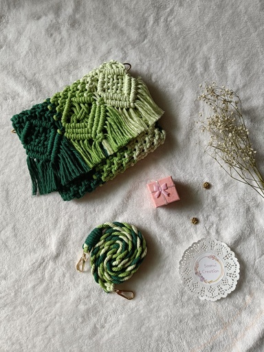  Saanvi Creations' Green Dream Macrame Bag: Multicolored Macrame Sling Bag | Macrame Sling Bag | Macrame Bag | Macrame Hand Bag | Sling Bag | Multi Green Color 