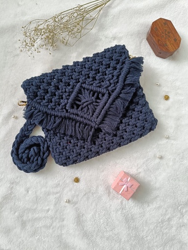  Saanvi Creations' Midnight Sea Macrame Bag: Multicolored Macrame Sling Bag | Macrame Bag | Macrame Hand Bag| Sling Bag | Multi Color