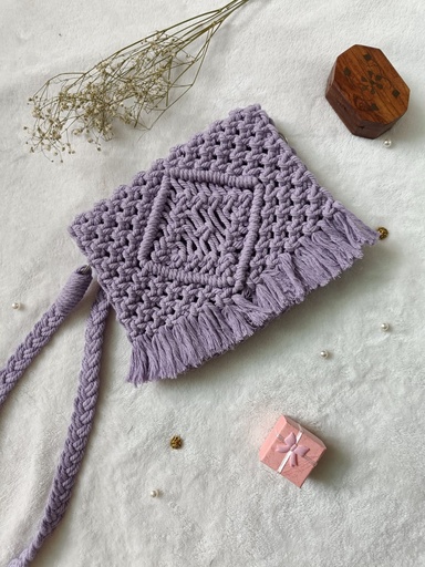  Saanvi Creations' Lilac Love Macrame Bag: Macrame Sling Bag | | Macrame Bag | Sling Bag | Lilac Color