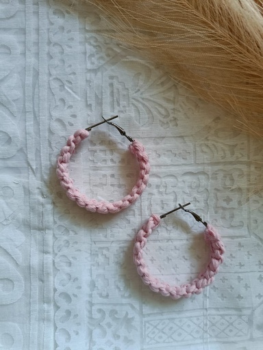 Saanvi Creation's Hoop Macrame Earrings | Boho Earrings | Macrame Earrings | Baby Pink