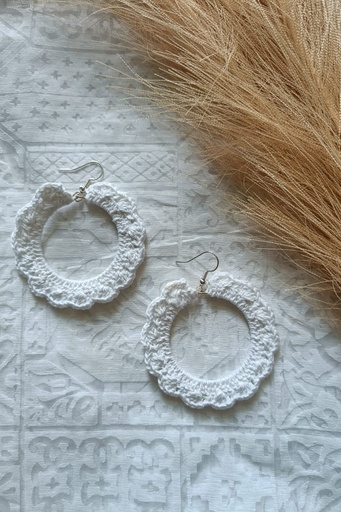 Saanvi Creation's Hoop Crochet Earrings | Boho Earrings | Crochet Earrings | White