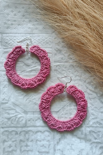 Saanvi Creation's Hoop Crochet Earrings | Boho Earrings | Crochet Earrings | Pink