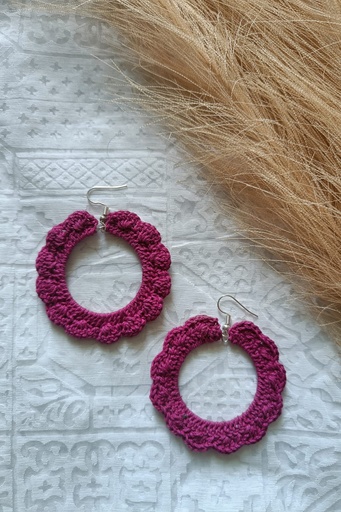 Saanvi Creation's Hoop Crochet Earrings | Boho Earrings | Crochet Earrings | Rani Pink