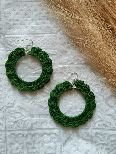 Saanvi Creation's Hoop Crochet Earrings | Boho Earrings | Crochet Earrings | Paradise Green