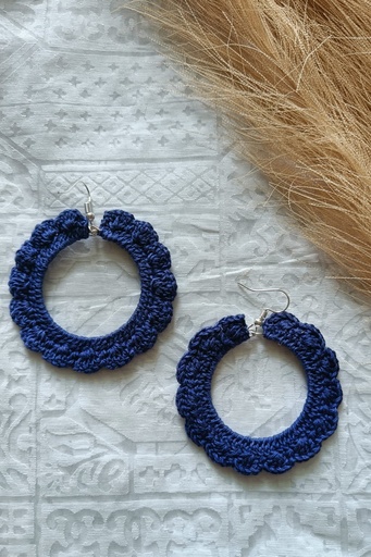 Saanvi Creation's Hoop Crochet Earrings | Boho Earrings | Crochet Earrings | Powder Blue