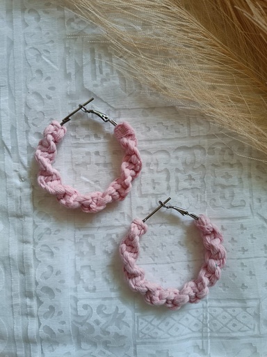 Saanvi Creation's Hoop Macrame Earrings | Boho Earrings | Macrame Earrings | Pink
