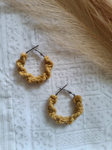 Saanvi Creation's Hoop Macrame Earrings | Boho Earrings | Macrame Earrings | Yellow