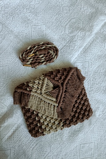  Saanvi Creations' Brown Macrame Bag: Macrame Sling Bag | Macrame Sling Bag | Macrame Bag | Macrame Hand Bag | Sling Bag | Brown