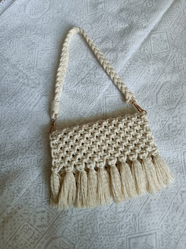  Saanvi Creations' White Macrame Bag: Macrame Sling Bag | Macrame Sling Bag | Macrame Bag | Macrame Hand Bag | Sling Bag | White