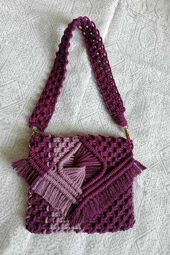  Saanvi Creations' Royal Purple Macrame Bag: Multicolored Macrame Sling Bag | Macrame Sling Bag | Macrame Bag | Macrame Hand Bag | Sling Bag | Royal Purple