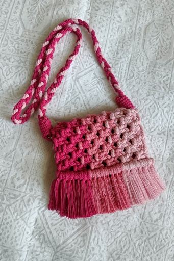  Saanvi Creations' Barbie Mini Bag  | Macrame Mini Sling Bag | Macrame Baby Bag | Macrame Mini Hand Bag | Baby Bag | Sling Bag | Baby Pink