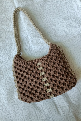 Saanvi Creation: Bohemian Bloom - Handcrafted Macrame Bags with Lilac Charm | Macrame Sling Bag | Macrame Bag | Macrame Hand Bag | Sling Bag | Brown