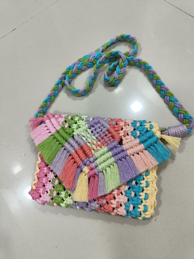 Saanvi Creations' Macrame Magical Rainbow Bag | Macrame Sling bag | Macrame Baby Bag | Macrame Magical Unicorn Bag | Macrame Hand Bag | Multi Color 