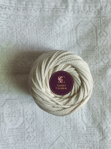 Natural White 4MM Macrame Cord | 4 PLY Twisted Cotton Cord | 100% Natural Cotton Macrame Rope | Macrame Handmade Plant Hanger | Macrame Wall Hanging | Macrame Craft Making | Macrame Thread