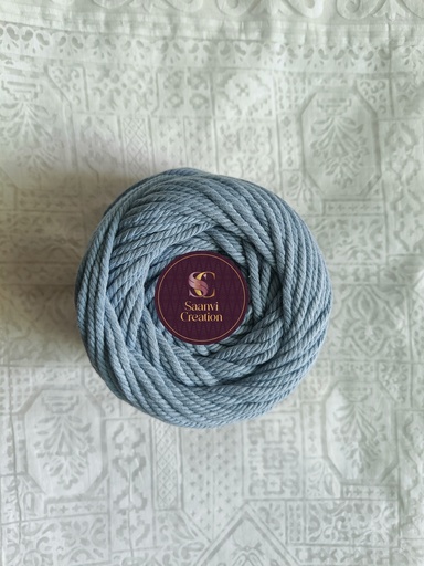 Powder Blue 4MM Macrame Cord | 4 PLY Twisted Cotton Cord | 100% Natural Cotton Macrame Rope | Macrame Handmade Plant Hanger | Macrame Wall Hanging | Macrame Craft Making | Macrame Cord | Macrame Thread