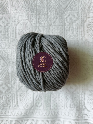 Grey 4MM Macrame Cord | 4 PLY Twisted Cotton Cord | 100% Natural Cotton Macrame Rope | Macrame Handmade Plant Hanger | Macrame Wall Hanging | Macrame Craft Making | Macrame Cord | Macrame Thread