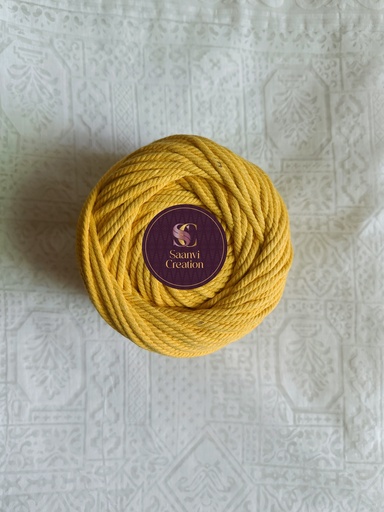 Sun Flower Yellow 4MM Macrame Cord | 4 PLY Twisted Cotton Cord | 100% Natural Cotton Macrame Rope | Macrame Handmade Plant Hanger | Macrame Wall Hanging | Macrame Craft Making | Macrame Cord | Macrame Thread