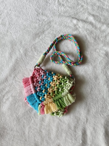 Saanvi Creations' Magical Mini Unicorn Bag | Macrame Mini Sling Bag | Macrame Baby Bag | Macrame Mini Hand Bag | Baby Pink | Baby Bag | Sling Bag | Multi Color